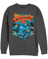 Disney Men's Aladdin Distressed Genie Retro Logo, Crewneck Fleece