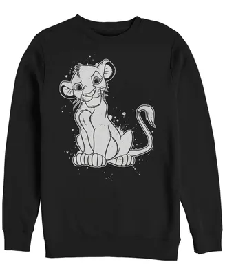 Disney Men's Lion King Simba Smirk Paint Splatter, Crewneck Fleece