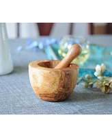 BeldiNest Olive Wood Flat Edge Pestle and Mortar