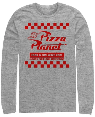 Disney Pixar Men's Toy Story Pizza Planet Checkered Logo, Long Sleeve T-Shirt