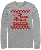 Disney Pixar Men's Toy Story Pizza Planet Checkered Logo, Long Sleeve T-Shirt