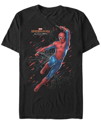 Marvel Men's Spider-Man Far From Home Web Jump Action Pose, Short Sleeve T-shirt