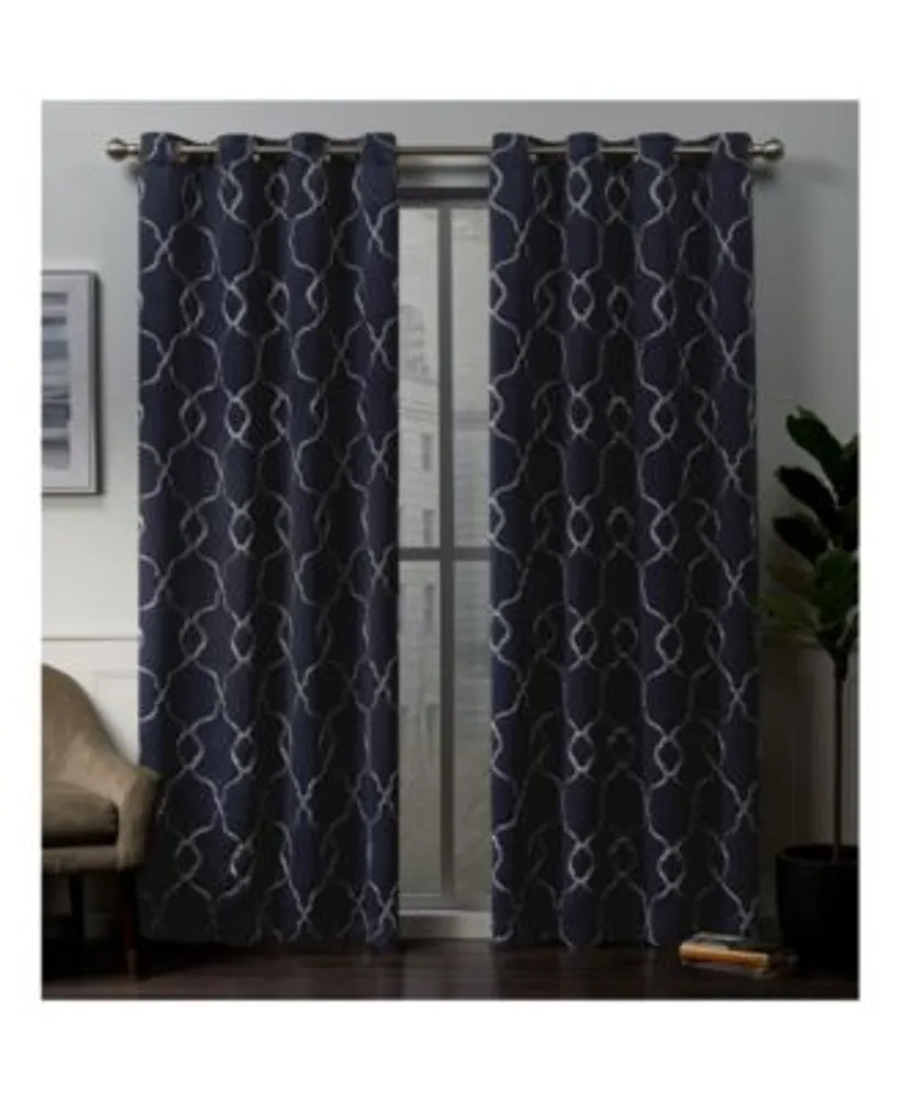 Exclusive Home Belmont Embroidered Woven Blackout Grommet Top Curtain Panel Pair