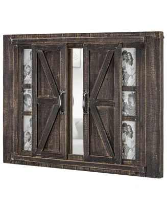 American Art Decor Rustic Barn Door Picture Frame with Mirror