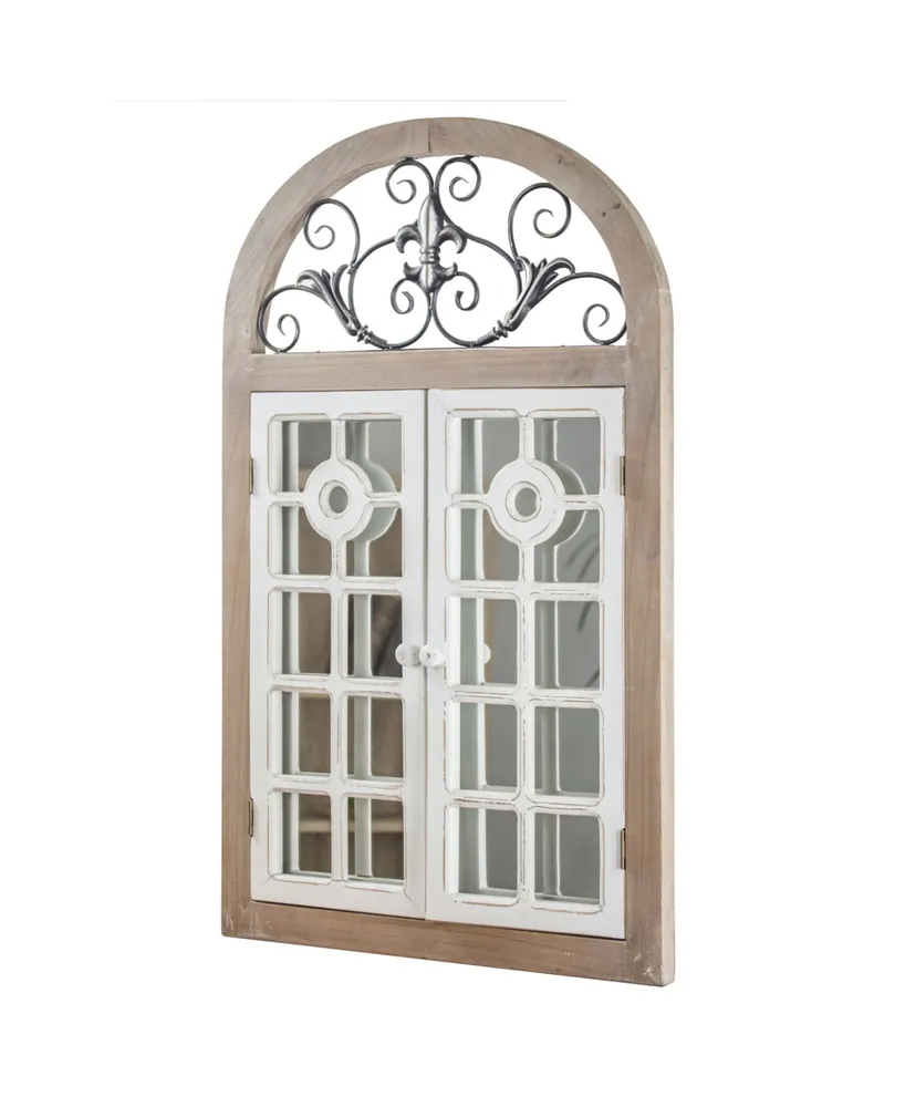 American Art Decor Rustic Cathedral Arch Window Shutter Wall Vanity Mirror
