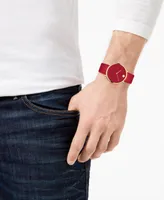 Movado Swiss Modern Red Leather Strap Watch 40mm