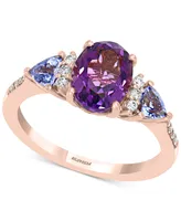 Effy Amethyst (1-5/8 ct. t.w.), Tanzanite (3/4 ct. t.w.) & Diamond (1/10 ct. t.w.) Ring in 14k Rose Gold