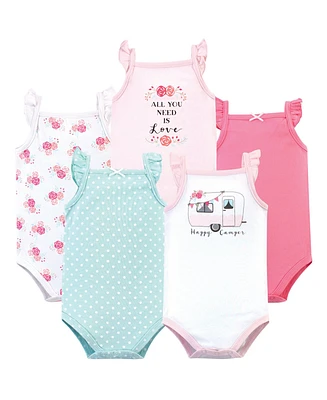 Hudson Baby Girls Cotton Sleeveless Bodysuits 5pk