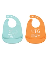 Hudson Baby Unisex Infant Silicone Bibs 2pk, Kale, One Size