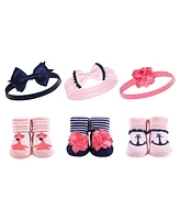 Hudson Baby Girl Headband and Socks Set 6-Piece