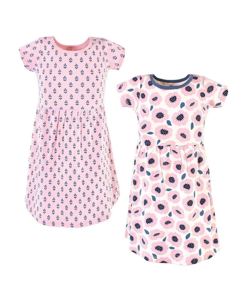 Touched by Nature Big Girls Youth Organic Cotton Short-Sleeve Dresses 2pk, Blossoms