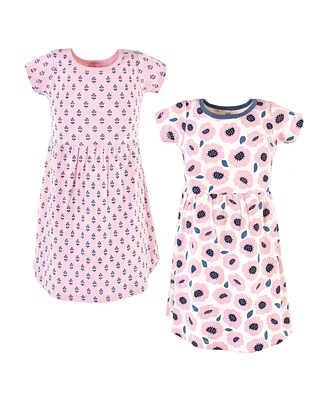 Touched by Nature Big Girls Youth Organic Cotton Short-Sleeve Dresses 2pk, Blossoms