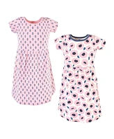 Touched by Nature Big Girls Youth Organic Cotton Short-Sleeve Dresses 2pk, Blossoms