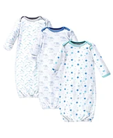 Luvable Friends Baby Boy Cotton Long-Sleeve Gowns 3pk, Boy Elephant Stars