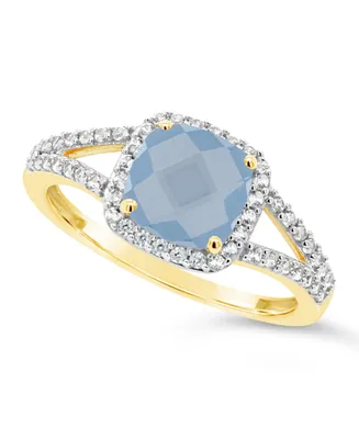 Lab Grown Spinel Aquamarine (1-5/8 ct. t.w.) and Lab Grown White Sapphire (1/4 ct. t.w.) Ring in 10k Yellow Gold