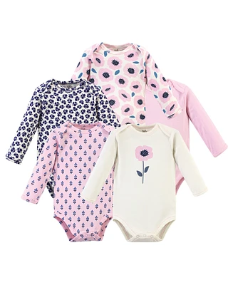 Touched by Nature Baby Girls Organic Cotton Long-Sleeve Bodysuits 5pk