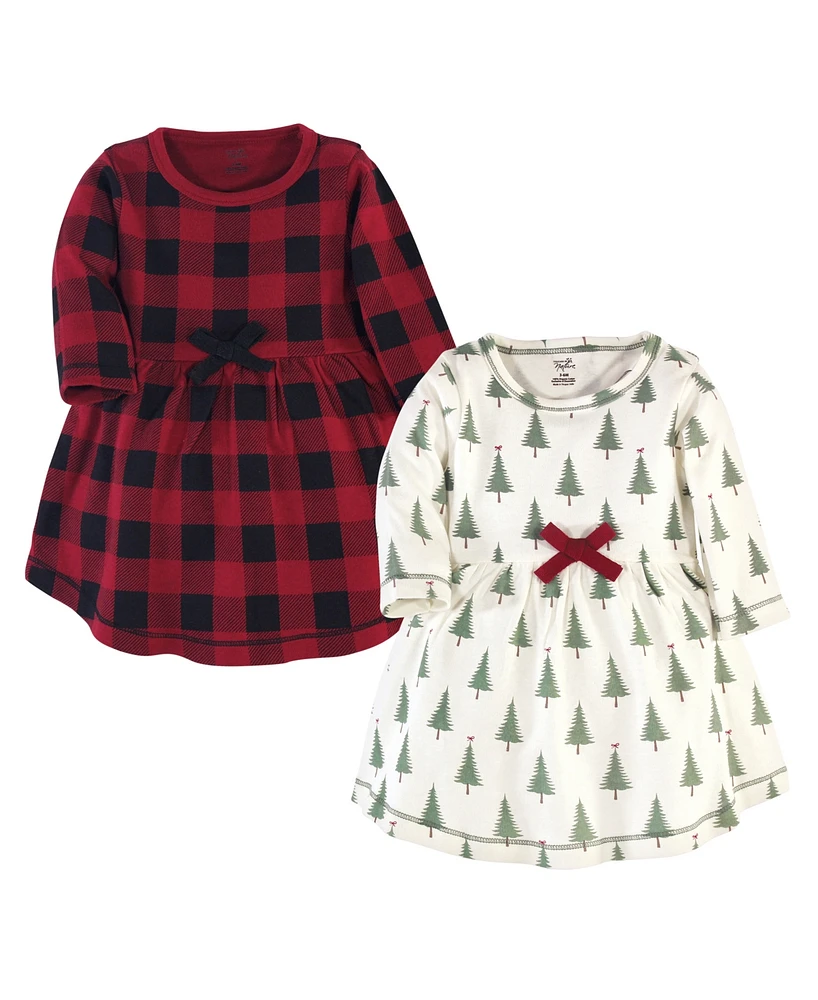 Touched by Nature Baby Girls Organic Cotton Long-Sleeve Dresses 2pk