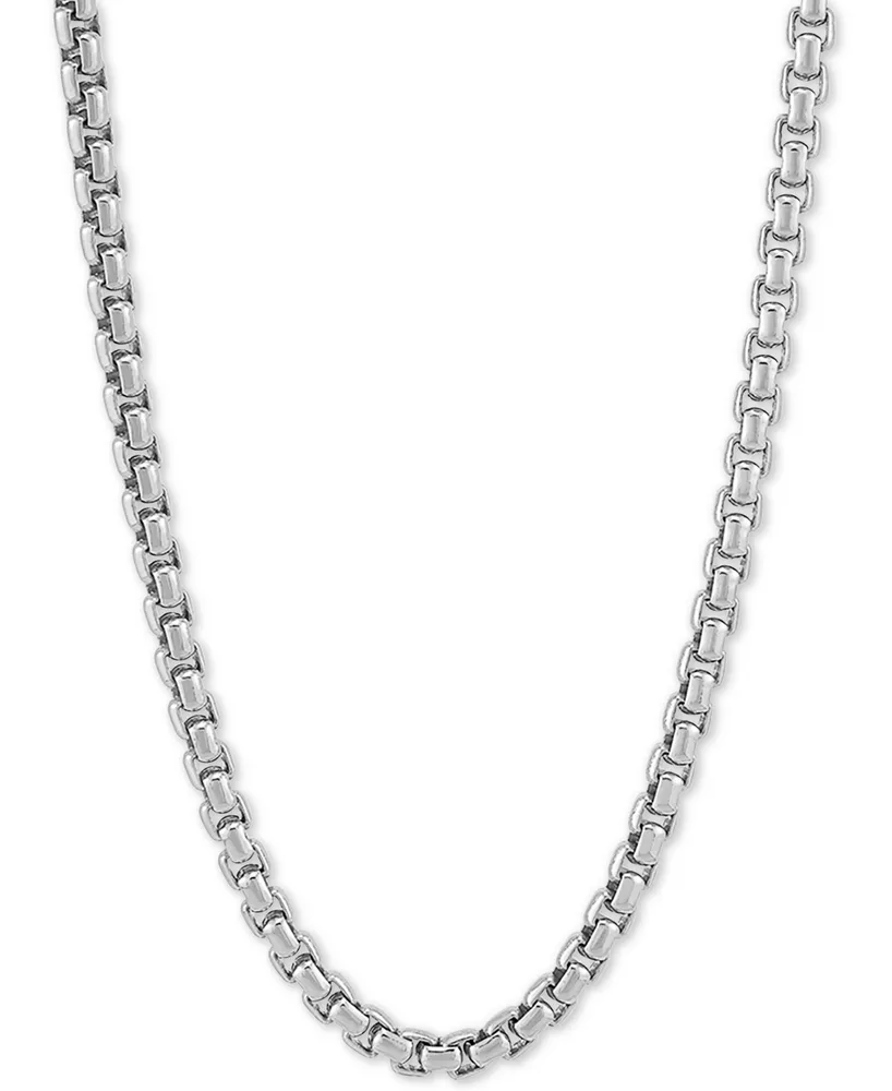 Rounded Box Link 22" Chain Necklace (4mm) in Sterling Silver