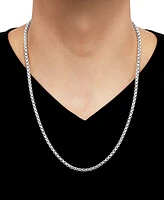 Rounded Box Link 24" Chain Necklace in Sterling Silver