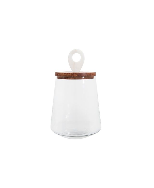 Bloomingville Small Clear Glass Jar with Mango Wood & Marble Lid