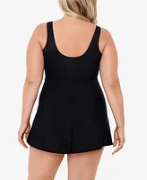 Miraclesuit Plus Marais Allover-Slimming Twist-Front Swimdress