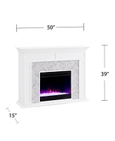 Southern Enterprises Anika Marble Tiled Color Changing Electric Fireplace