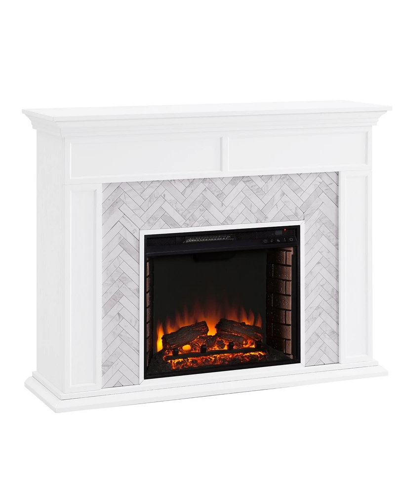 Southern Enterprises Anika Marble Tiled Electric Fireplace