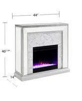 Southern Enterprises Audrey Faux Stone Mirrored Color Changing Electric Fireplace