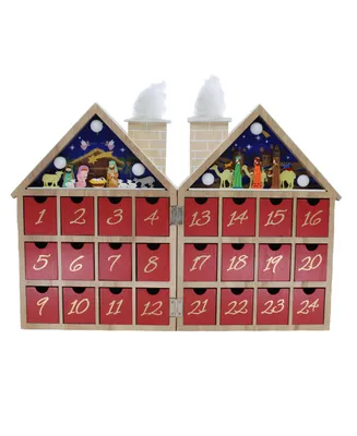 Kurt Adler 11.81-Inch Battery-Operated Wooden Led Nativity Advent Calendar