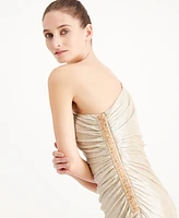 Calvin Klein One-Shoulder Metallic Gown