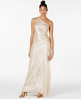 Calvin Klein One-Shoulder Metallic Gown