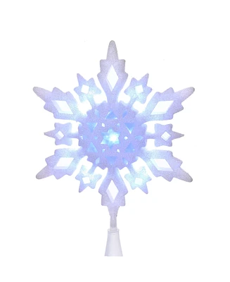 Kurt Adler 10-inch Cool White Led Glitter Snowflake Treetop