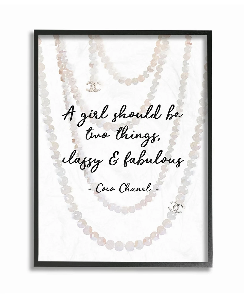 Stupell Industries Classy and Fabulous Fashion Quote with Pearls Framed Texturized Art, 16" L x 20" H