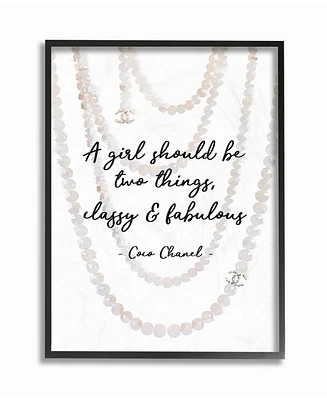 Stupell Industries Classy and Fabulous Fashion Quote with Pearls Framed Texturized Art, 16" L x 20" H