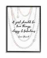 Stupell Industries Classy and Fabulous Fashion Quote with Pearls Framed Texturized Art, 16" L x 20" H