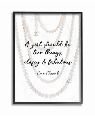 Stupell Industries Classy and Fabulous Fashion Quote with Pearls Framed Texturized Art
