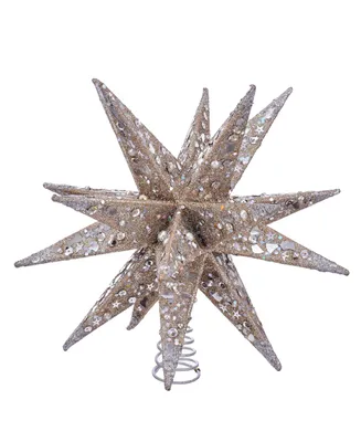 Kurt Adler 12-Inch Champagne and Silver Glitter Moravian Star Treetop