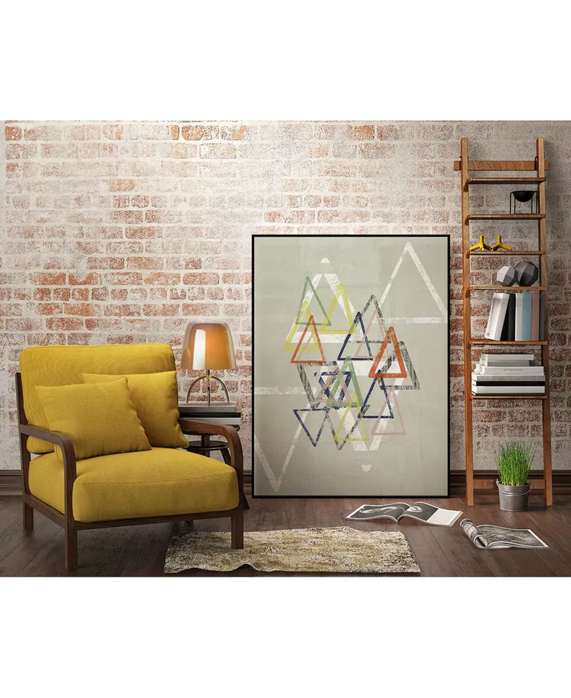 Giant Art 24" x 18" Stamped Triangles Ii Art Block Framed Canvas