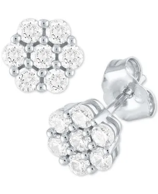 Forever Grown Diamonds Diamond Cluster Stud Earrings (1/2 ct. t.w.) in Sterling Silver