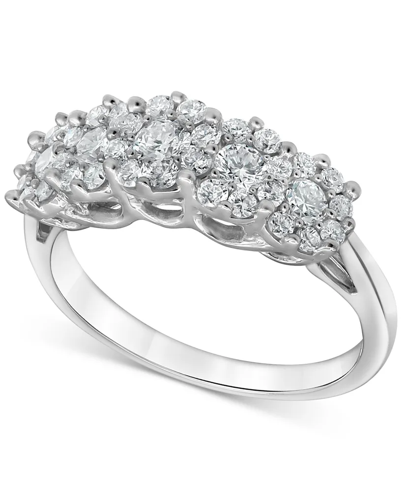 Forever Grown Diamonds Lab-Created Diamond Horizontal Cluster Statement Ring (1 ct. t.w.) in Sterling Silver