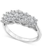 Forever Grown Diamonds Lab-Created Diamond Horizontal Cluster Statement Ring (1 ct. t.w.) in Sterling Silver