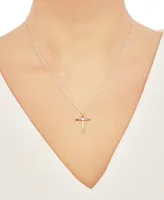 Diamond Accent Cross Pendant in 14k Yellow Gold over Sterling Silver