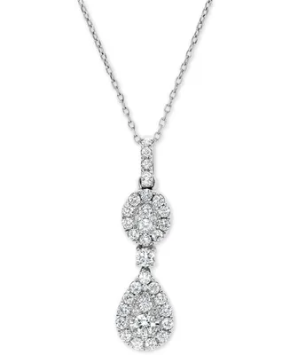 Diamond Double Halo Cluster 18" Pendant Necklace (5/8 ct. t.w.) in 14k White Gold