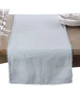 Saro Lifestyle Pom Design Linen Dining Room Table Runner