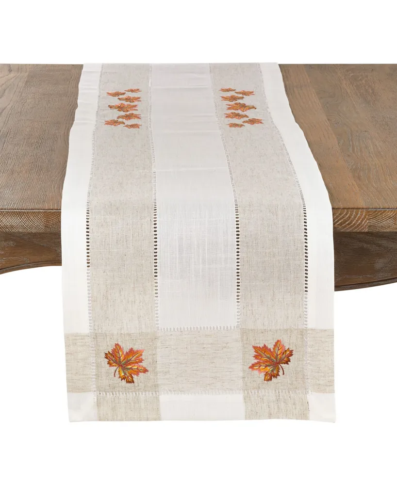 Saro Lifestyle Autumn Design Poly and Linen Blend Runner