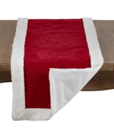 Saro Lifestyle Cotton Red Christmas Runner with Sherpa Edges