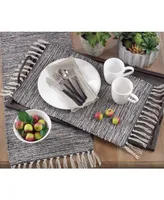 Saro Lifestyle Black Cotton Table Runner with Tassels