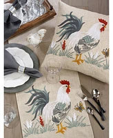 Saro Lifestyle Long Table Runner with Embroidered Rooster Design