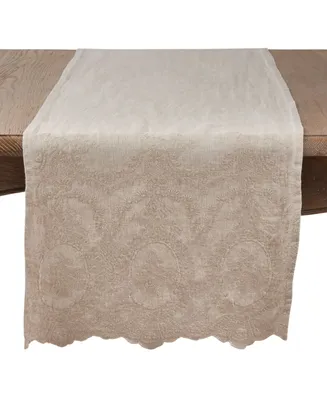 Saro Lifestyle Stonewashed Table Runner with Embroidered Design