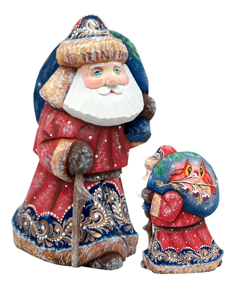 G.DeBrekht Woodcarved and Hand Painted Yuletide Fancy Flight Santa Figurine